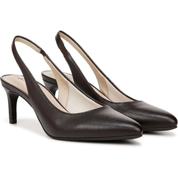 LifeStride Womens Dark Chocolate Polyurethane (PU) Slingback Kitten Heel Pump - Picture 7 of 9